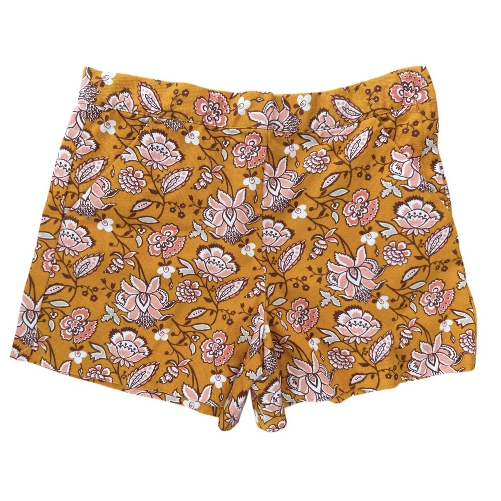 Janie and Jack Girls Floral Canvas Shorts Size 12 Floral Yellow Preppy Garden‎